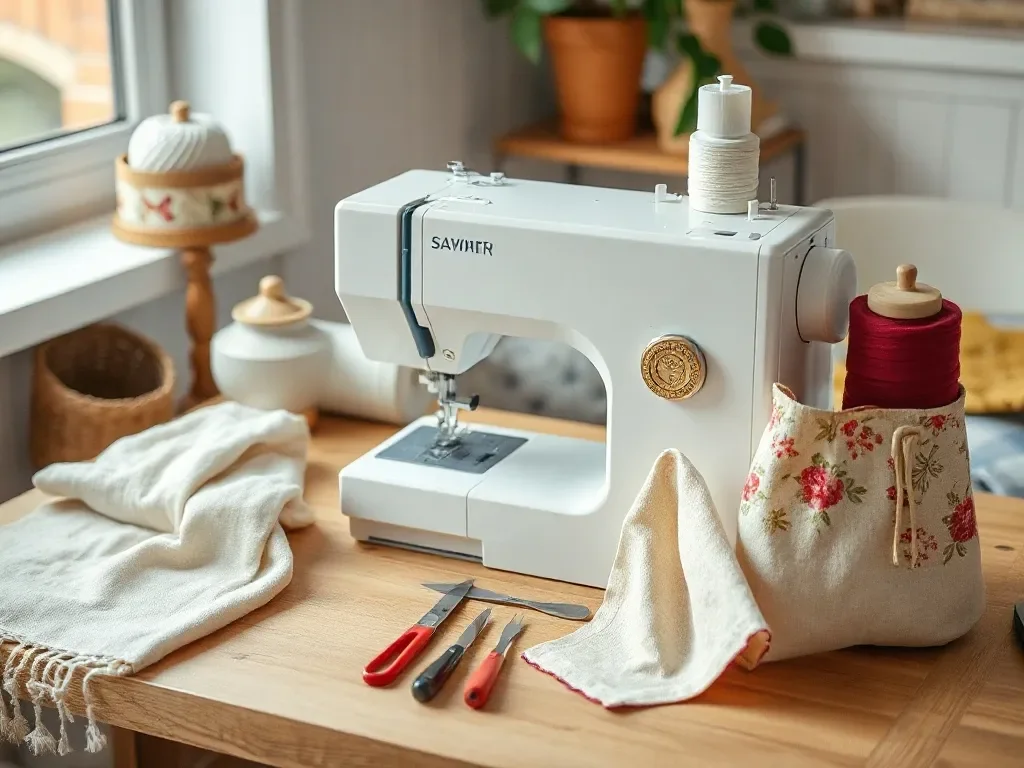 sewing accessories on table